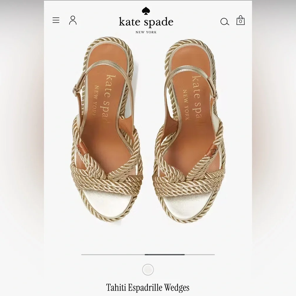 Kate Spade Metallic Gold Wedge Sandals - Picture 2 of 9